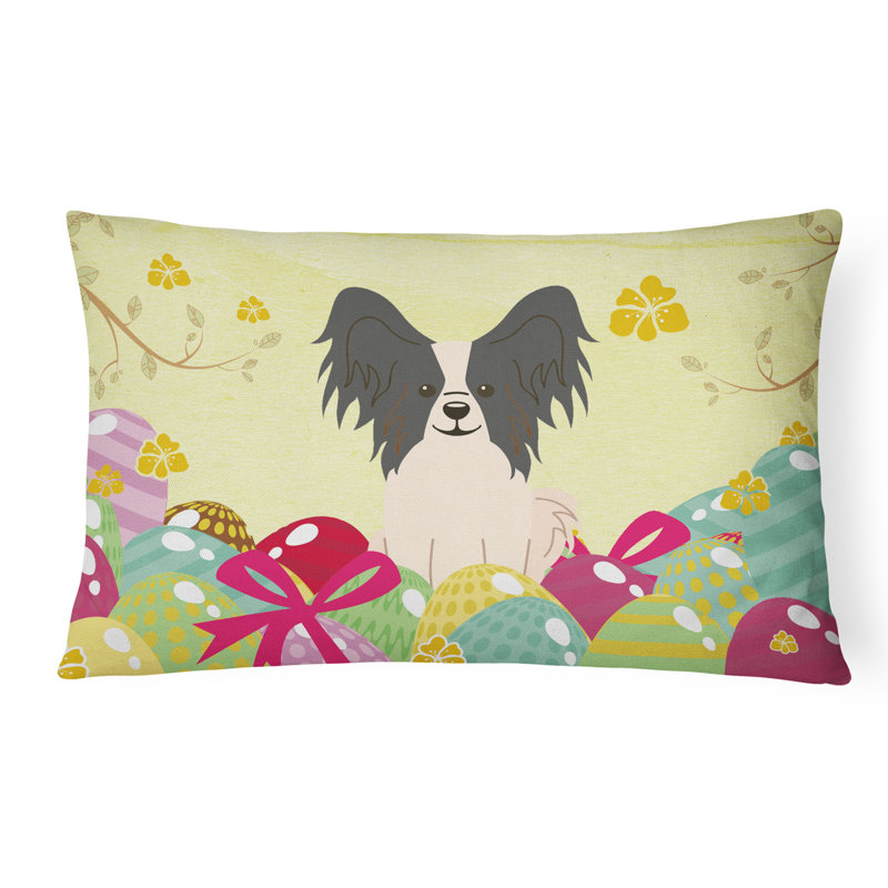 Easter Eggs Outdoor Throw Pillow, Black/White