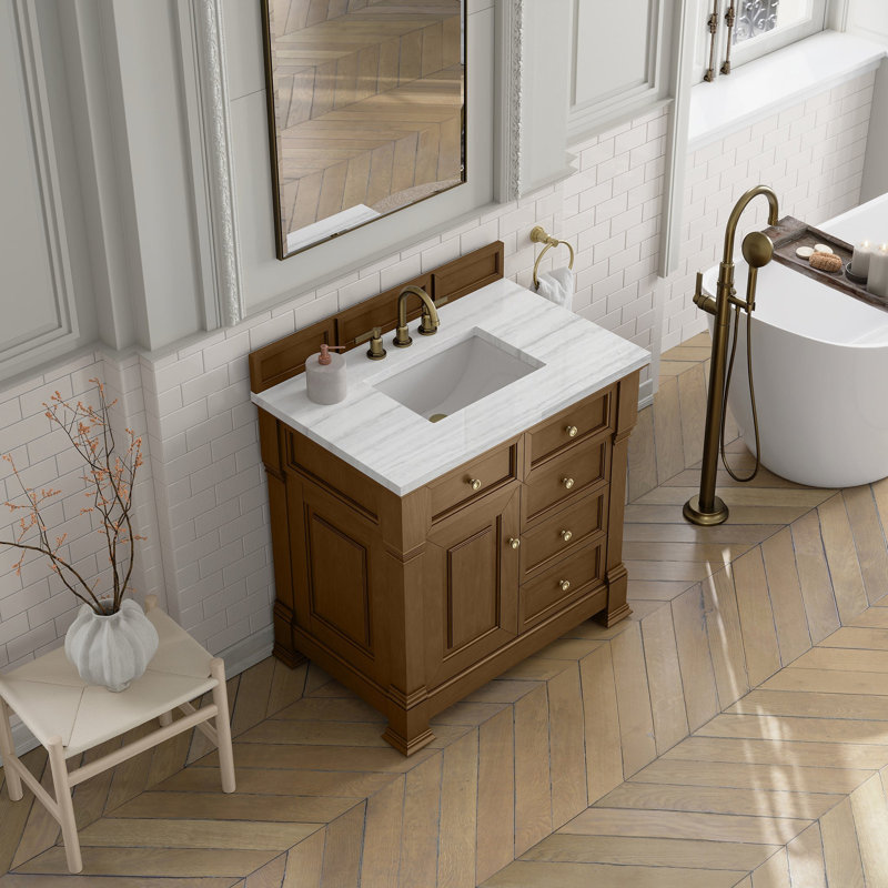 Brookfield 35.75'' W Single Bathroom Vanity Base, Honey Oak