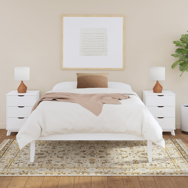 Ensemble de chambre à coucher 3 pièces Marialana, Blanc, Grand