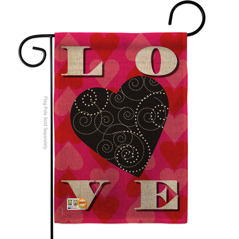 En toile jute 2 côtés 2 côtés 18,5 x 13 po love drapeau de jardin