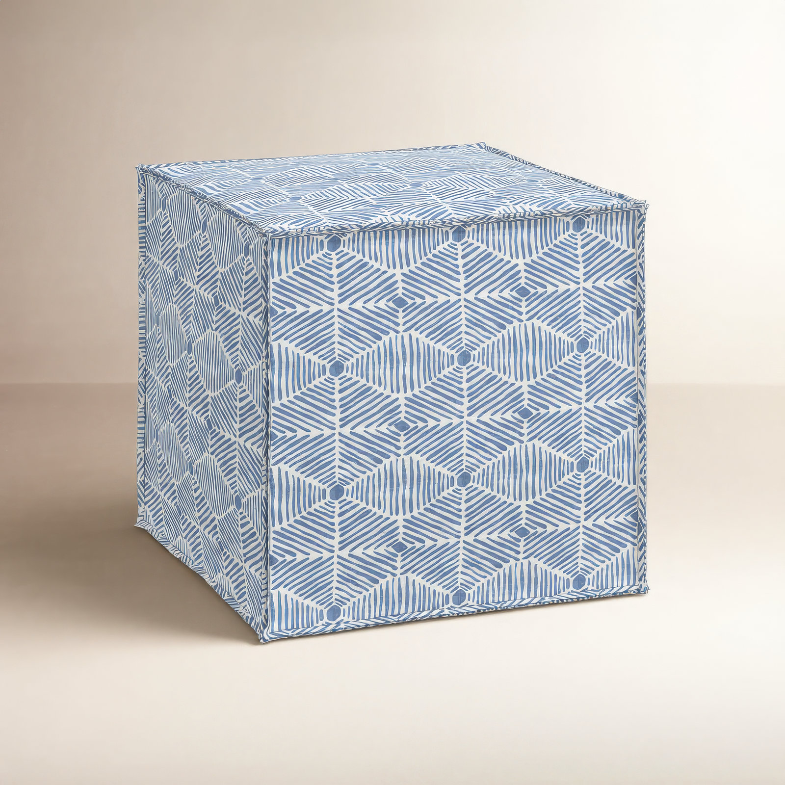 Harriette Upholstered Ottoman, Painted Diamond Dusty Blue