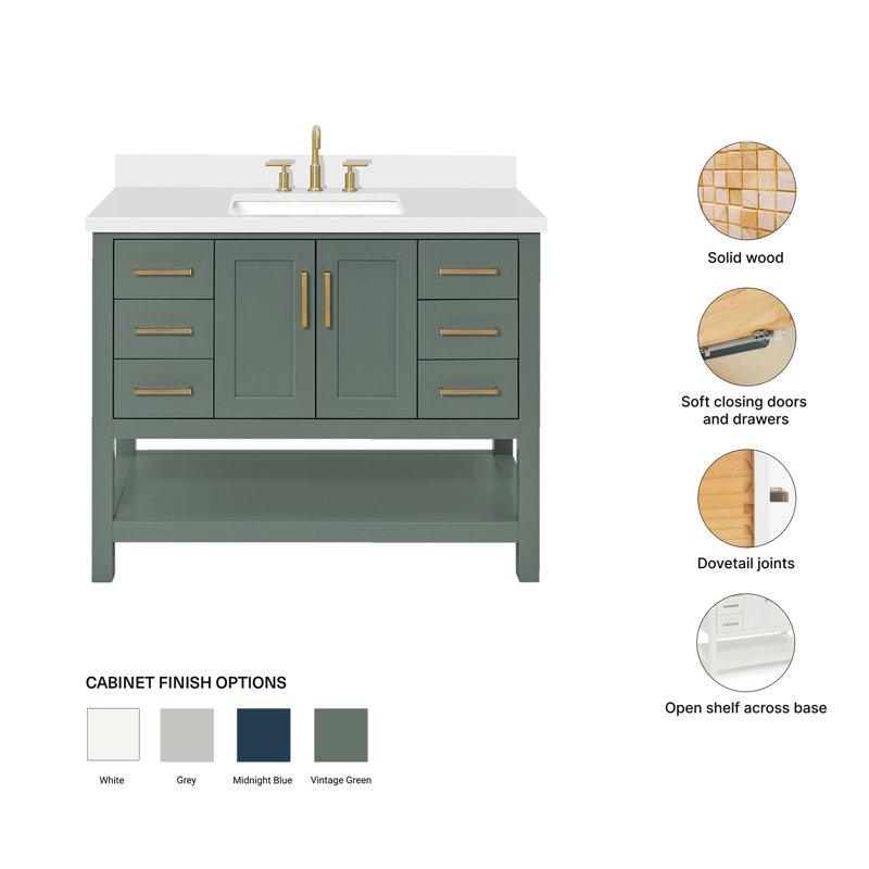 Magnolia Bath Vanity Oval Basin S043SWQ, Rectangular, Vintage Green