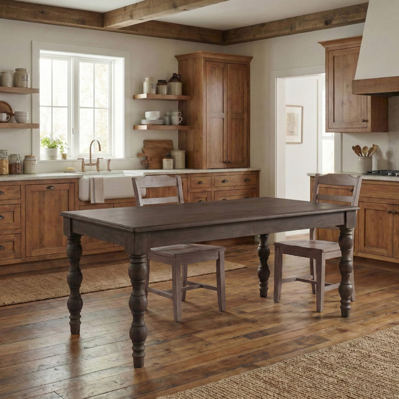 Braydan 72" Solid Wood Dining Table with Hand Turned legs, 30" H x 72" L x 36" W, Cofffee Brown