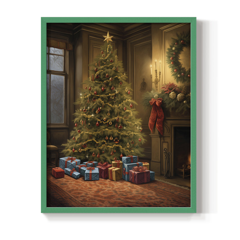 «Christmas Holiday Art», impression encadrée en bois massif, H 21 po x l 17 po, Vert