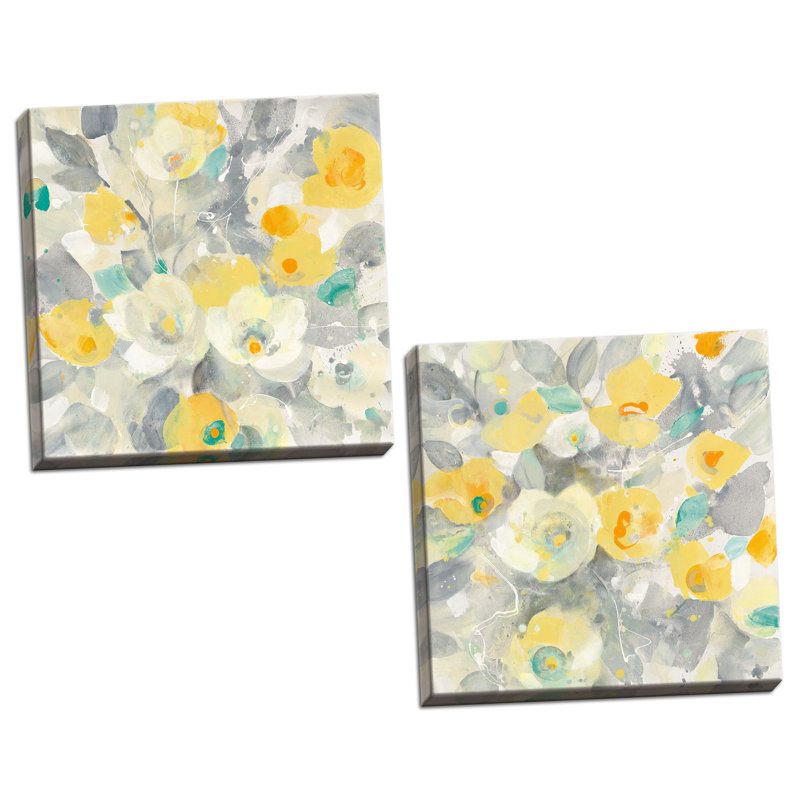 Ensemble d’impression 2 pièces «buttercups i & ii, Toile tendue, H 12 po x l 12 po x P 0,75 po