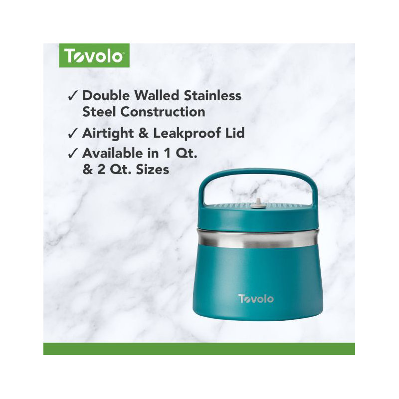Tovolo Stainless Steel Insulated Food Traveler, White, Marine Blue