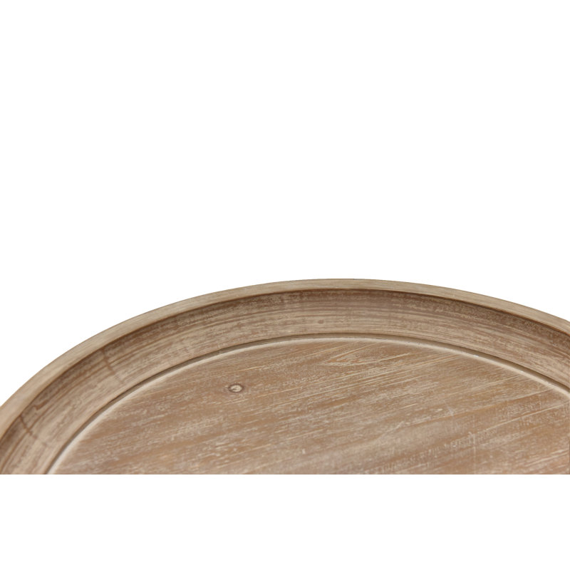 Natural Wood Tray Top End Table Set with Curved Legs