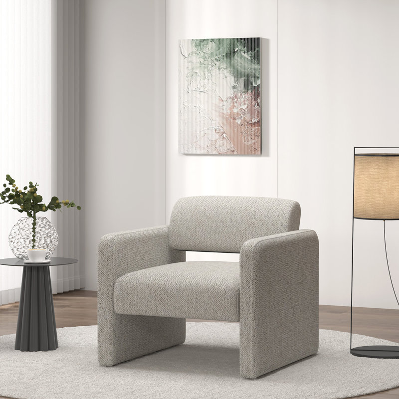 Upholstered Comfortable Chair, Light Gray Velvet