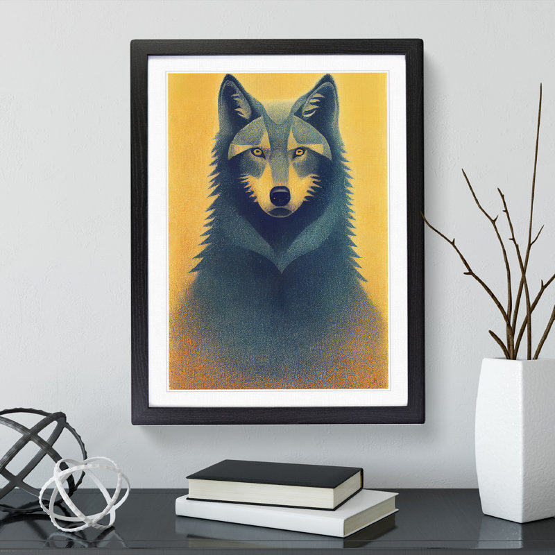Retro Wolf - Framed Print, Black Framed, 64cm H x 46cm W x 2cm D