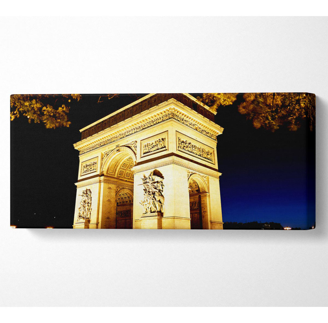 Paris Arc De Triomphe Nachtglühen Panoramaleinwand