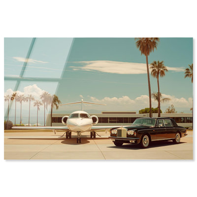Sky Meets the Road High-Gloss Frameless Acrylic Glass Wall Art Retro Photography by Art Remedy, Ready to Hang, 30 x 20