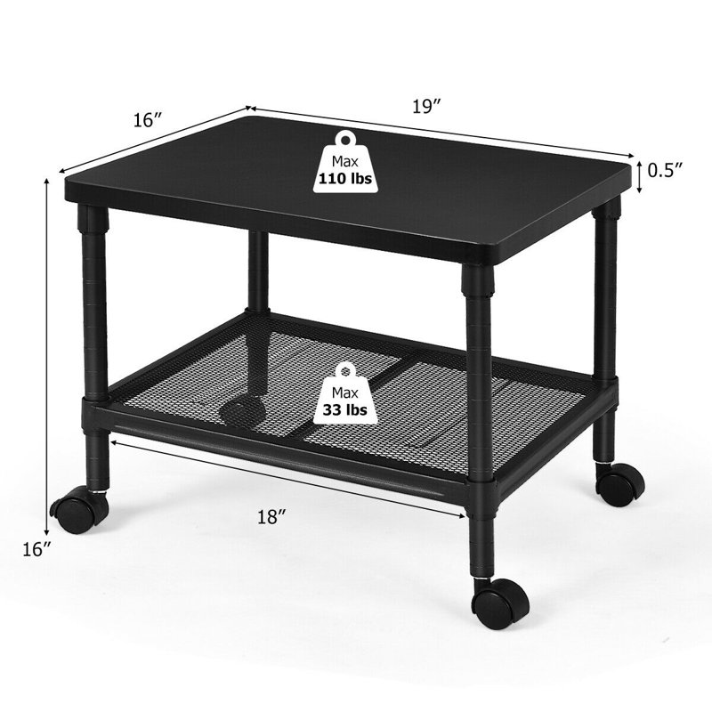Support mobile à roulettes avec tablette de rangement pour la maison / le bureau