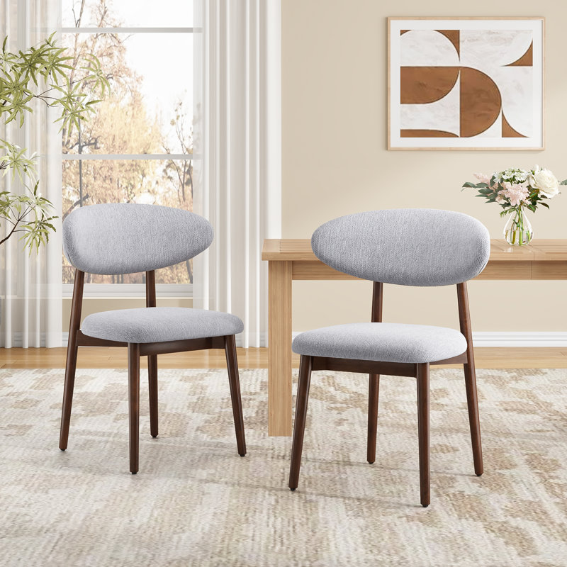 Chaise rembourrée en bois massif, Gris clair