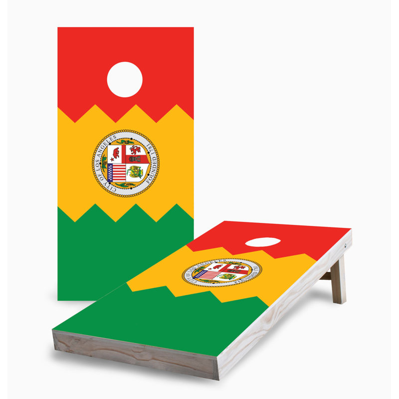 Ensemble de jeu de cornhole 2 x 4 Los Angeles Flag | Comprend (2) planches (8) sacs et accessoires optionnels