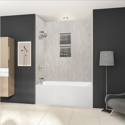 Transolid Unity 60-in x 30-in x 20-in Alcove Acrylic Bathtub Kit With Left Hand Drain, White/Brushed Nickel