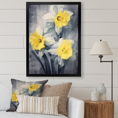 «Yellow Grey Natures Daffodils Impression I» sur toile