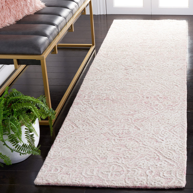 Batel Solid Colour Handmade Area Rug in White, Runner 2'3" x 8'