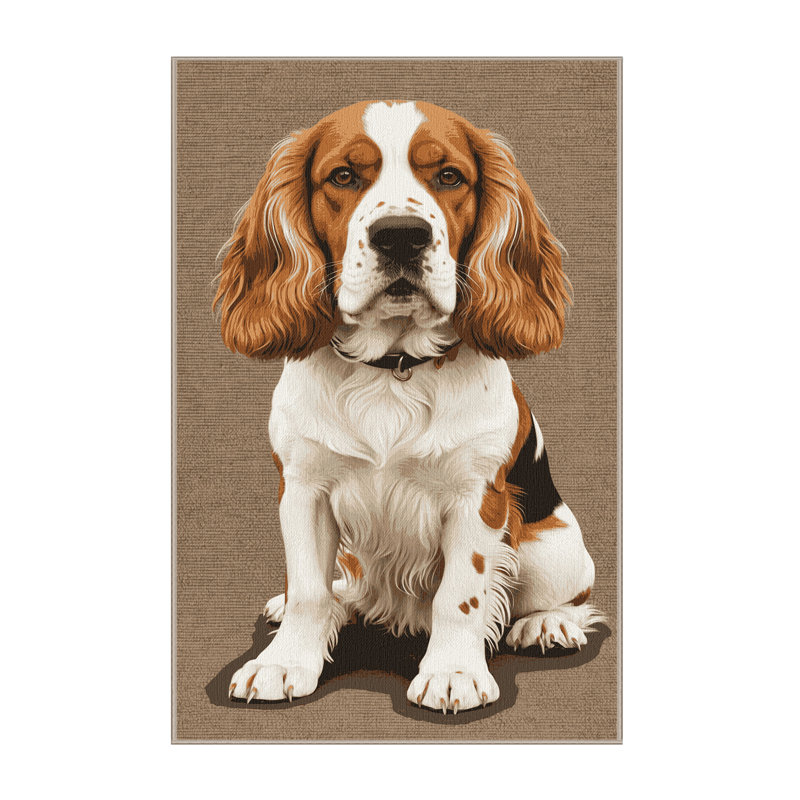 Washable Brittany Dogs Area Rug, Runner 2' x 4'