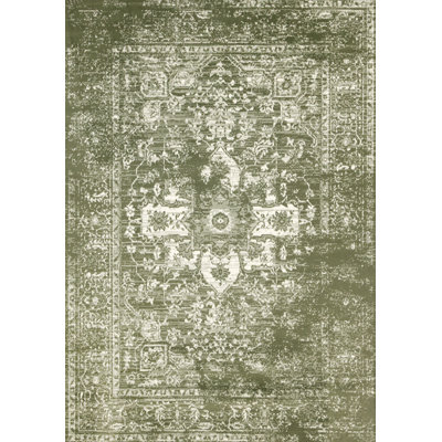 Manzelli Traditional Green White Area Rug