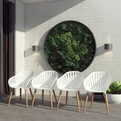 Keliann Wood Premium All-Weather Wicker Outdoor Dining Armchair