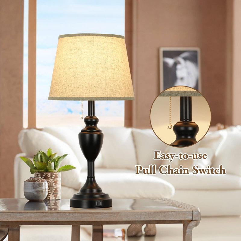 Lampe de table USB en métal Maci, Noir