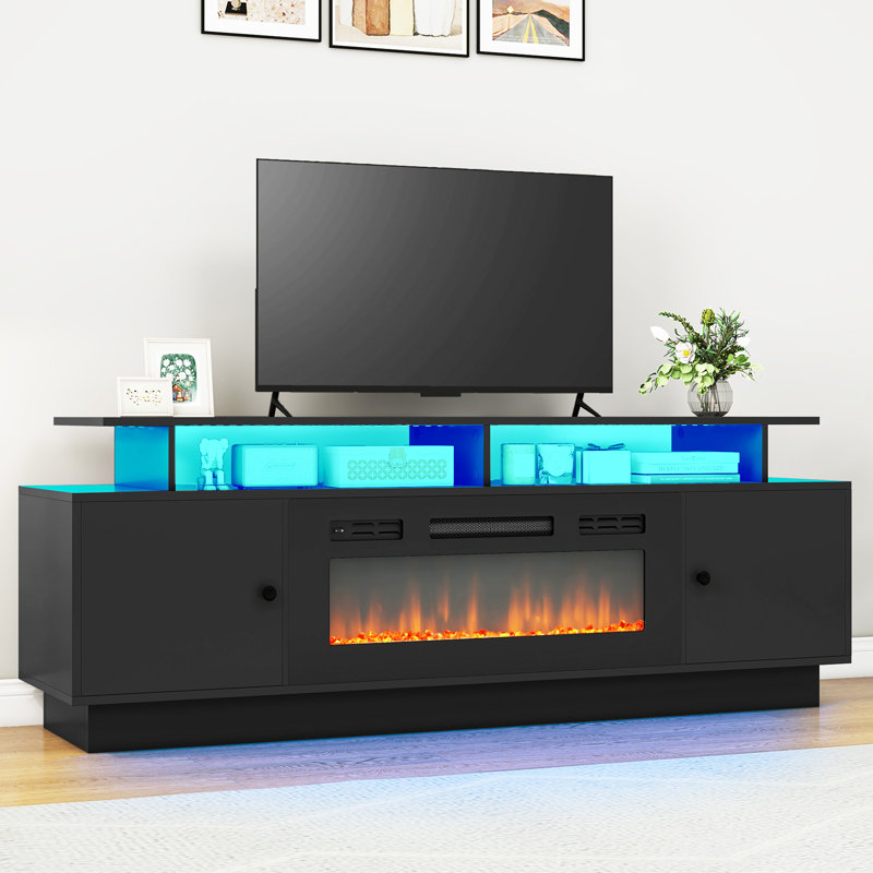 Meuble télé 70 po avec foyer électrique et lumière DEL l 70 po