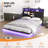 Queen Floating Bed Frame With Charging Station, LED Bed Frame With Storage Headboard-1347794409