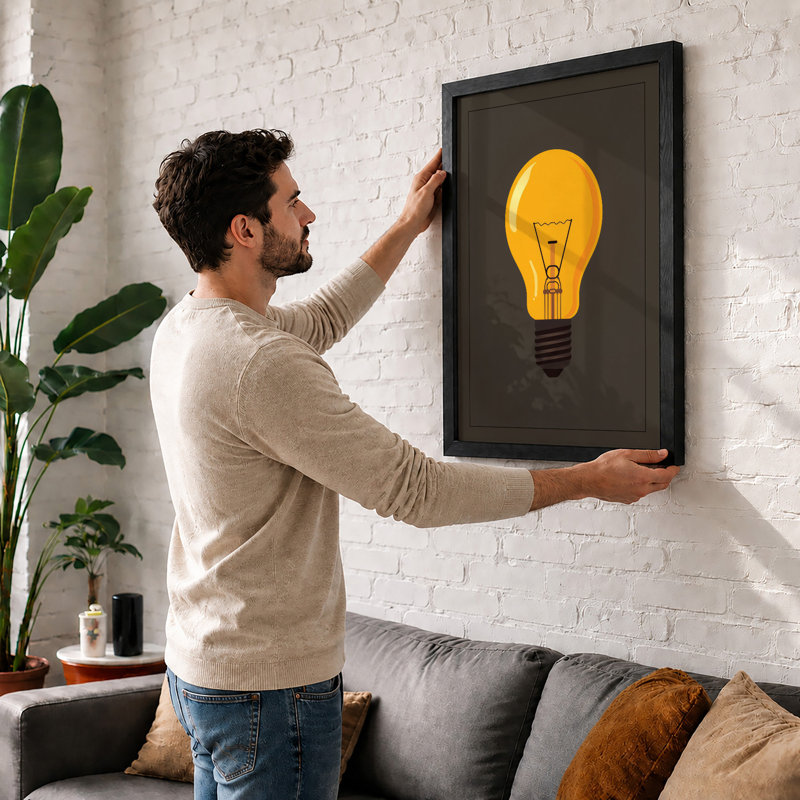 Bulb in Focus Modern - Framed Print, A4 - 29.7 x 21.0 cm, Unframed