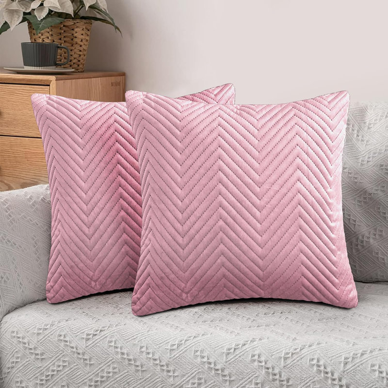 Ultra Soft Embossed Quilted Velvet Throw Cushion Covers for Sofa, Couch, & Bedroom Décor - Hidden Zipper, Machine Washable & Crushed Velvet