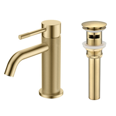 Single Handle Bathroom Sink Faucet with Pop-Up Drain, Deck Mount One-Hole Lavatory Faucet