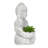 8 Inch Buddha Grey Cement Statue With Plant