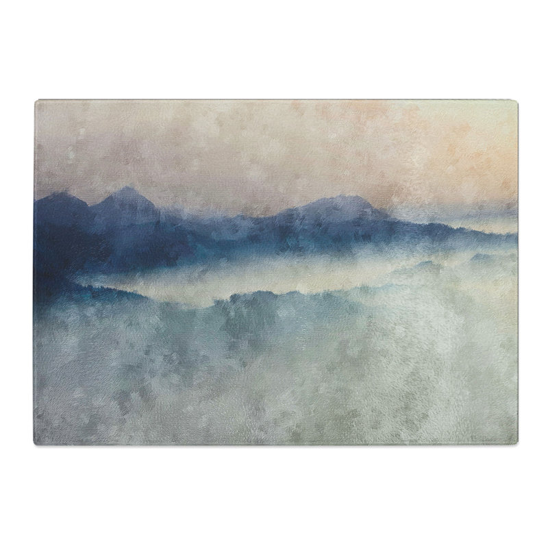 Tempered Glass Misty Mountains Chopping Board, 20 cm x 28.5 cm