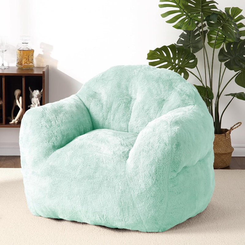 Bean Bag Chair For Adults With Filler, Mint Green, 28" H x 39" W x 32" D