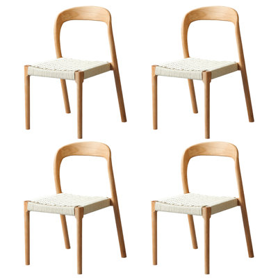 Solid wood dining chair home backrest rope woven