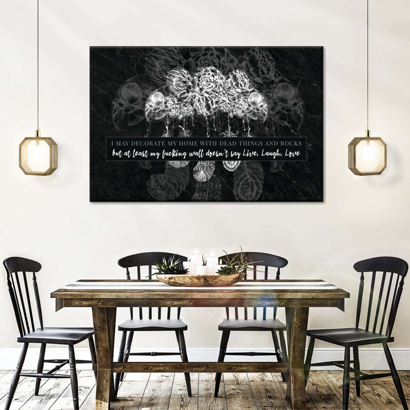 Citation gothique sur toile, H 26 po x l 39 po x P 1,25 po