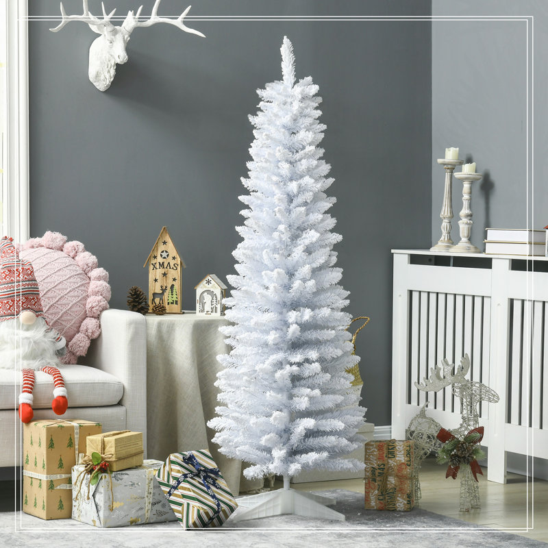 Arbre de Noël artificiel 5 pi, H 5 pi, Blanc, Non pré-éclairé