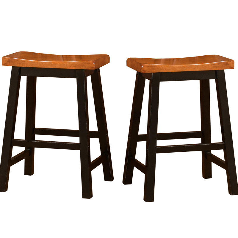 24" Saddle Counter Stool In Walnut Wood, And Stylish Wood Stool, For Interior Design