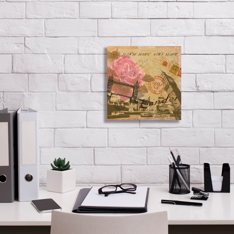 «Latitude And Latitude Travel To London» par Art Licensing Studio, art mural sur toile, H 12 po x l 12 po x P 0,75 po