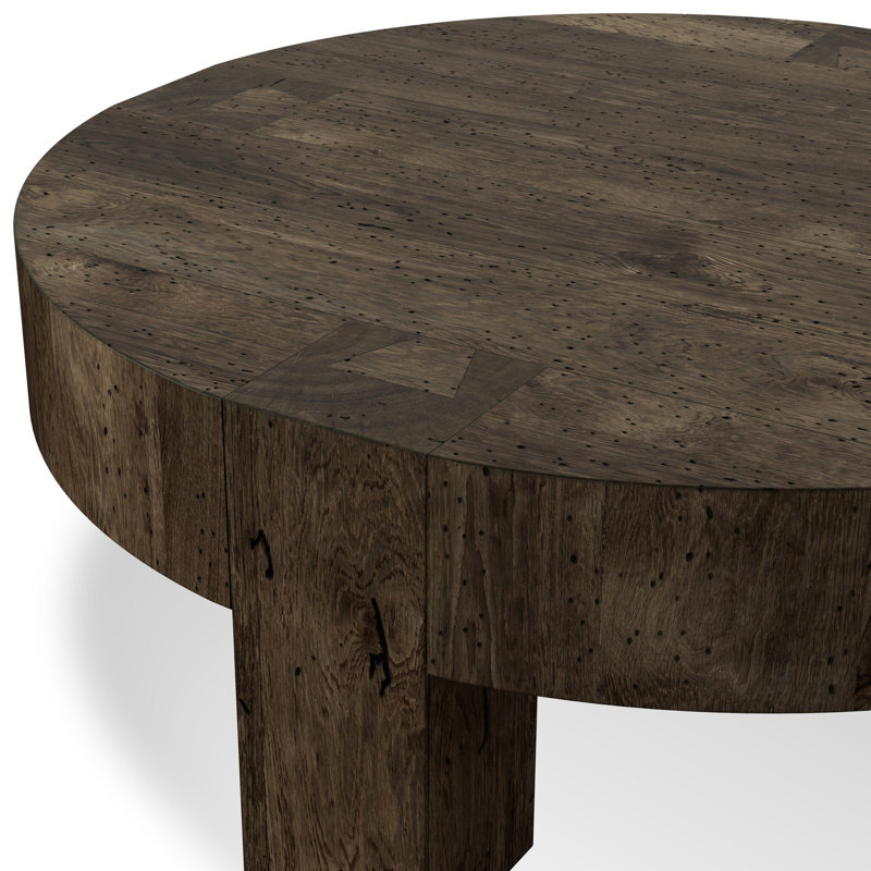 Table basse Abasso, H 15 po x l 42 po x P 42 po, Ebony Rustic Wormwood Oak