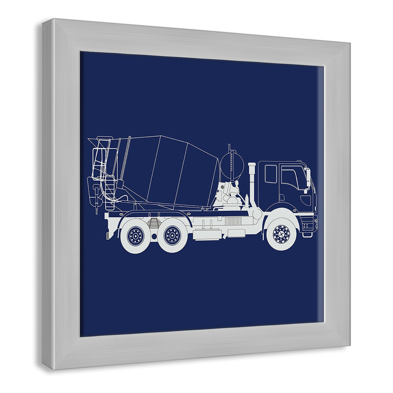 Camions Camions 1, art encadré, H 12 po x l 12 po x P 0,6 po, Encadré plat argent