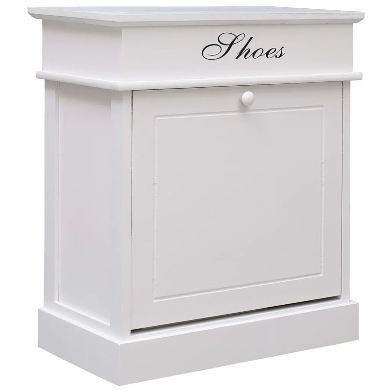 2 Pair Solid Wood Flip Down Shoe Storage, White