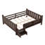 Lit double sur pied avec bibliothèques de rangement, lit pour enfants en bois massif avec de jolis escaliers et garde-corps, aucun sommier nécessaire, espresso-2083596162-2083596163