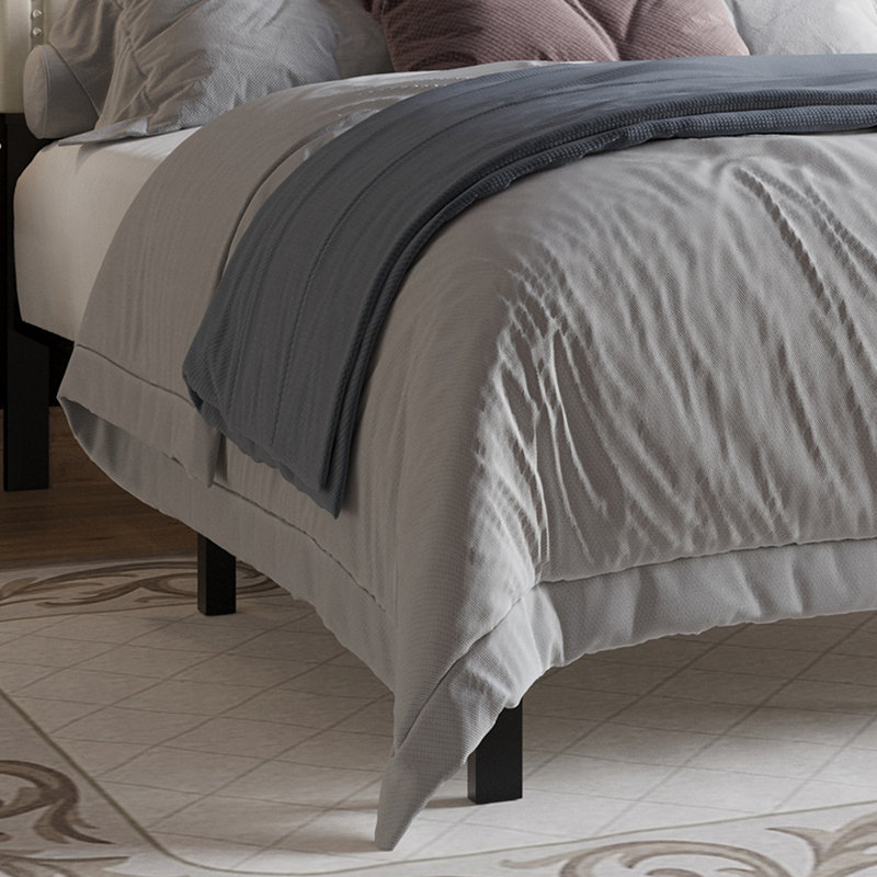 Katin Upholstered Platform Bed, Charcoal Gray, Queen