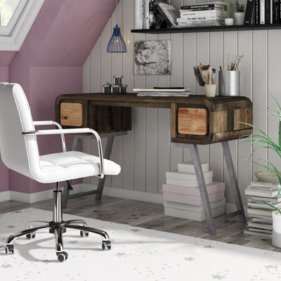 Nueva Vista Solid Wood Top Metal Base Writing Desk