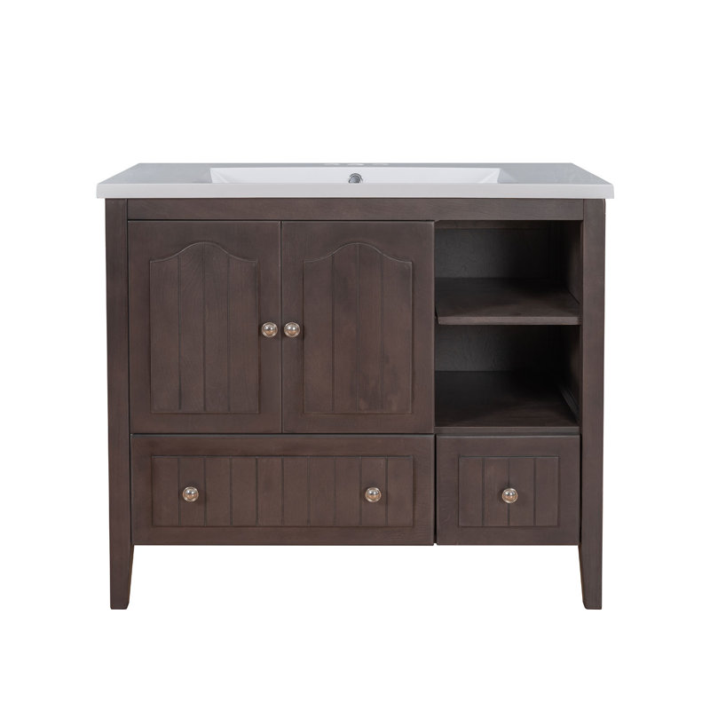 Ensemble de meuble-lavabo simple 36 po, Brun