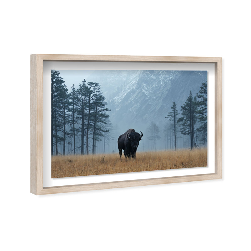 Mountain Bison II Print by Oliver Gal, 11.5" H x 16.5" W, Natural Oak Shadowbox