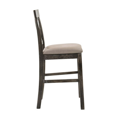 De 2 chaises de salle à manger avec revêtement en lin, brun clair et gris patiné, siège d'une hauteur de 26 pouces, pieds carrés, dossier en forme de X, sans accoudoirs, motif uni