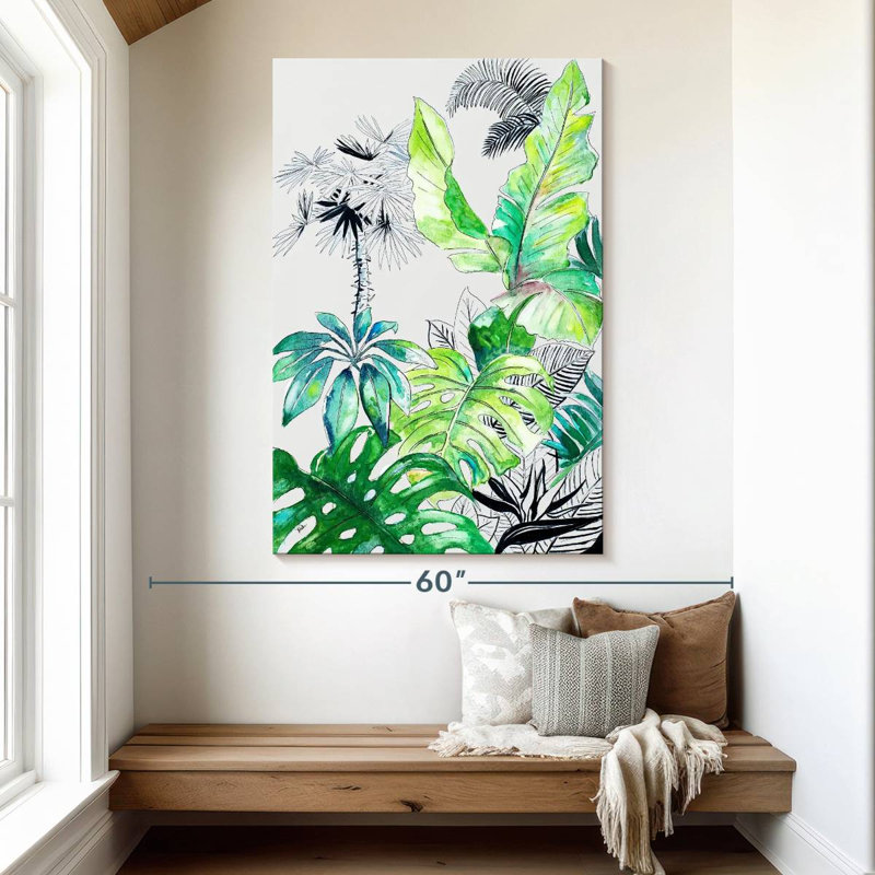 Harnek bleu sarcelle Palm Selva I, H 51 po x l 34 po