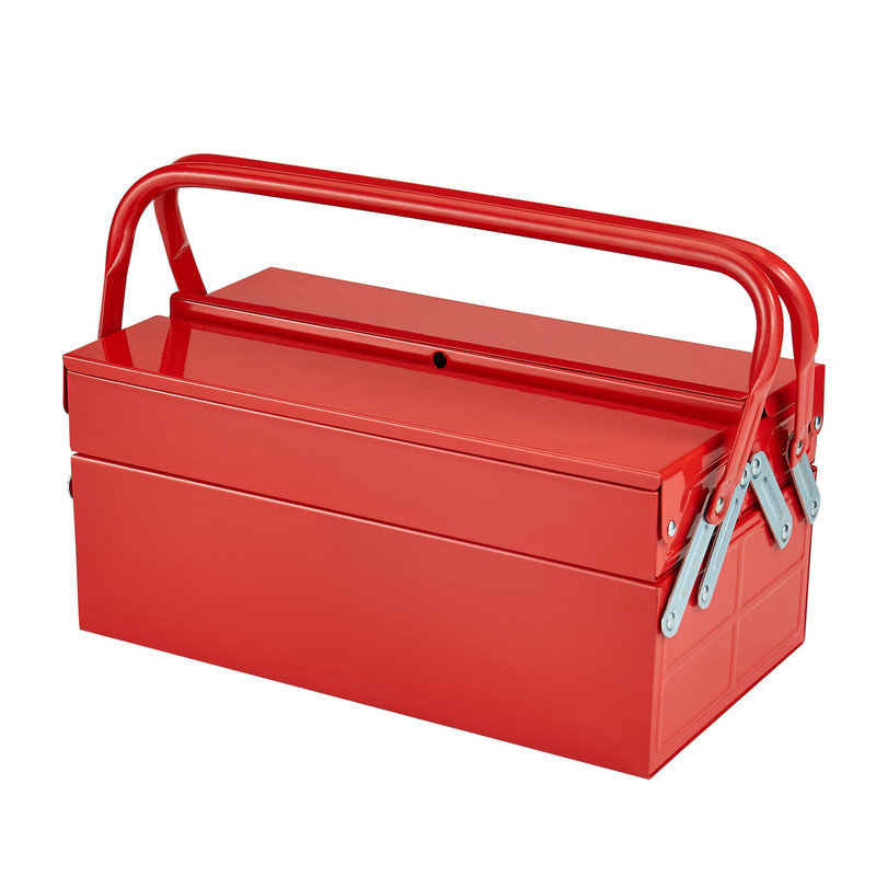 Boîte à outils 14 "à 2 niveaux en porte-à-faux en acier rouge avec 3 plateaux