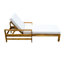 Ensemble de 2 chaises longues inclinables en bois d'acacia massif avec coussins